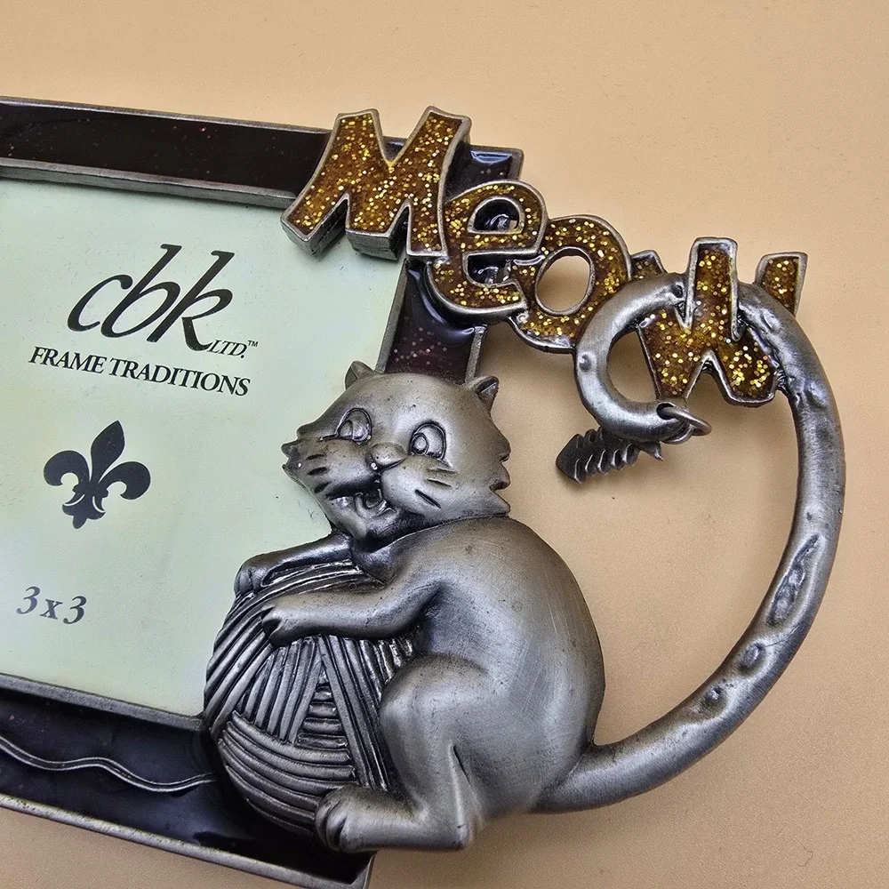 Cat Picture Frame Set CBK Meow Pewter Style & My Cat Scrapbook Theme 2 Piece Lot